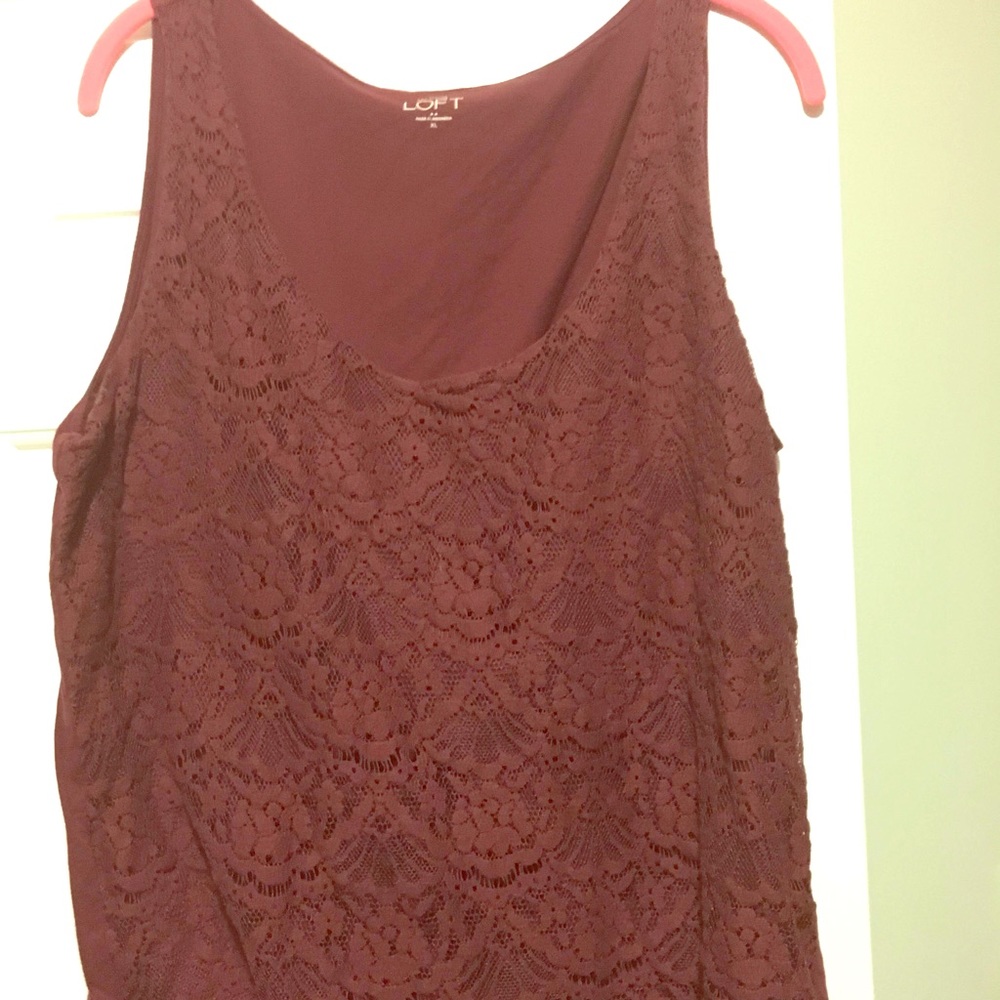 Banana Republic Lace Tank burgundy wine color XL